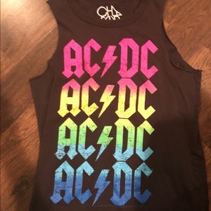 Chaser ACDC Sleeveless gray tee XS